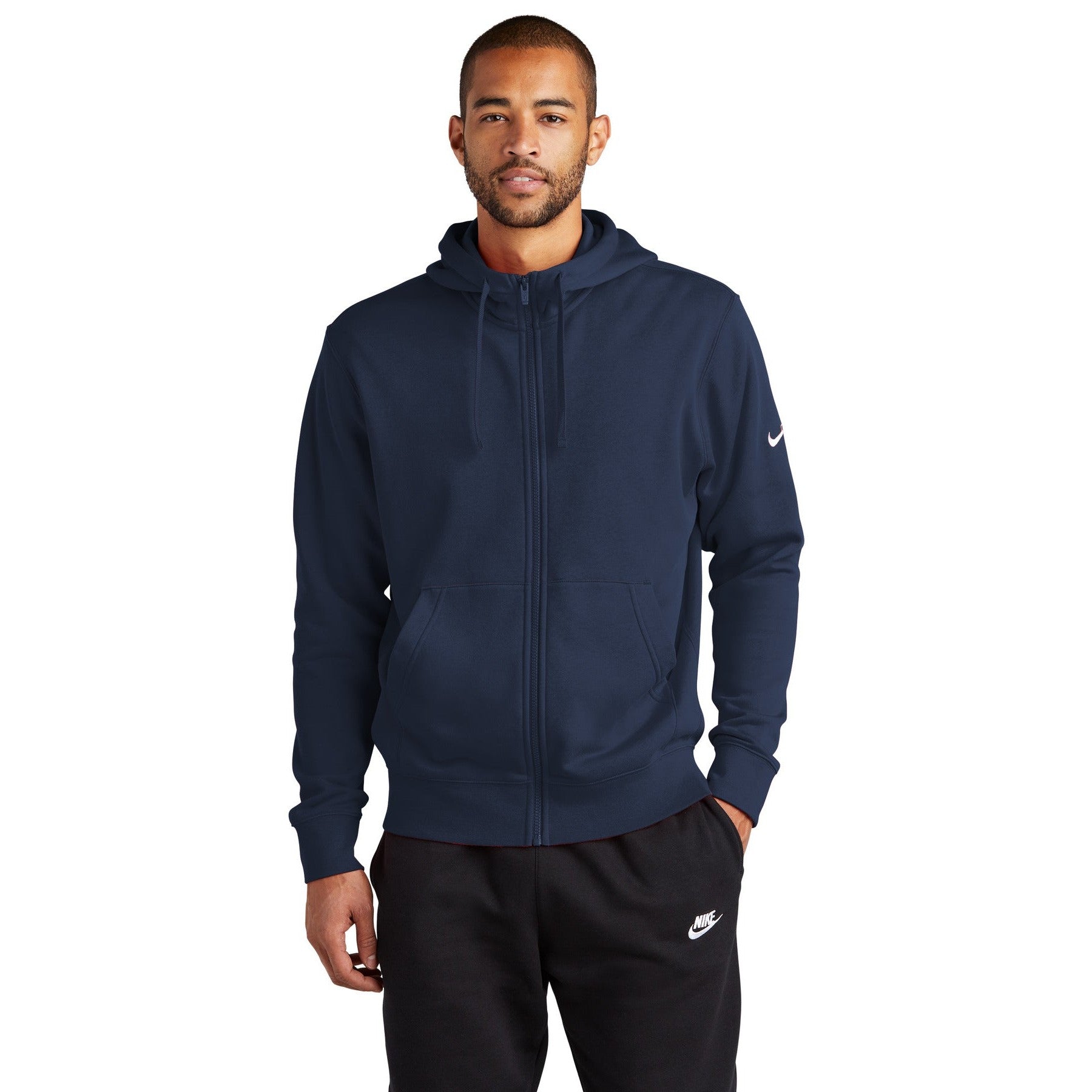 Nike-Nike Club Fleece Sleeve Swoosh Full-Zip Hoodie NKDR1513-MedTech-4